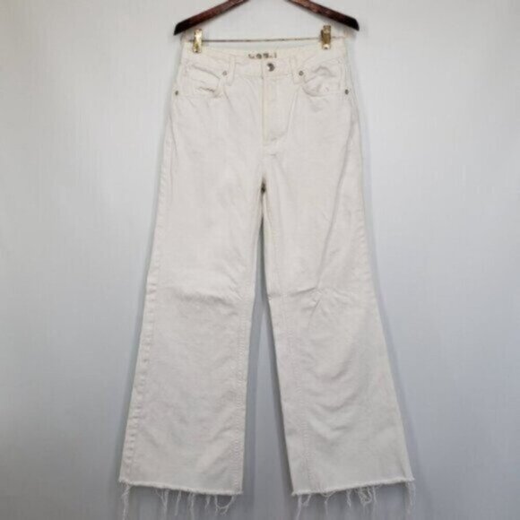 We The Free White Cropped Raw Hem Flare Jeans Size 27 - Picture 2 of 16